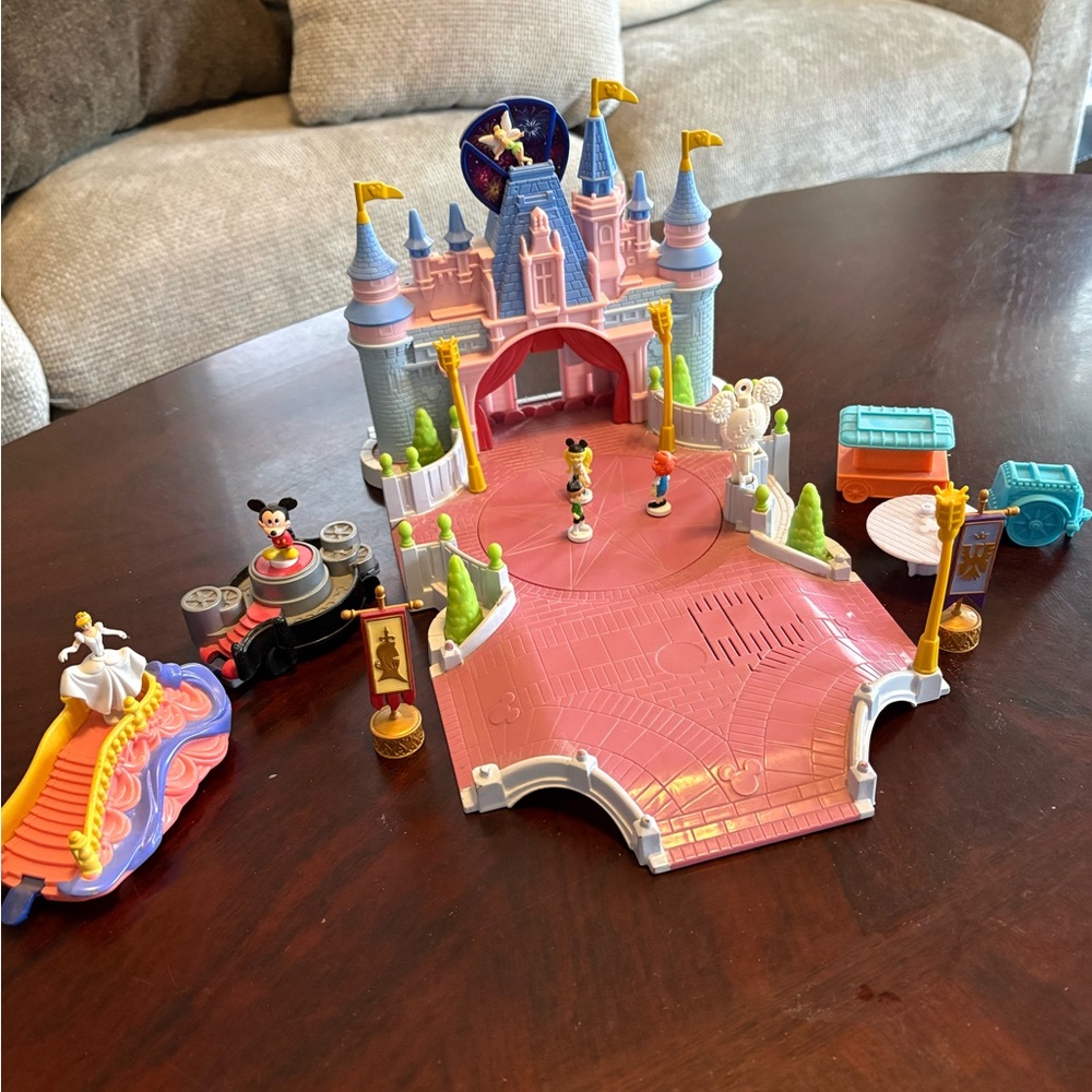 Disney Pink and Blue Princess Castle Playset with Figures collectible
